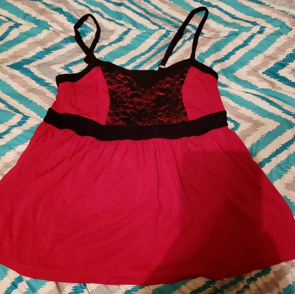 Red lace front top